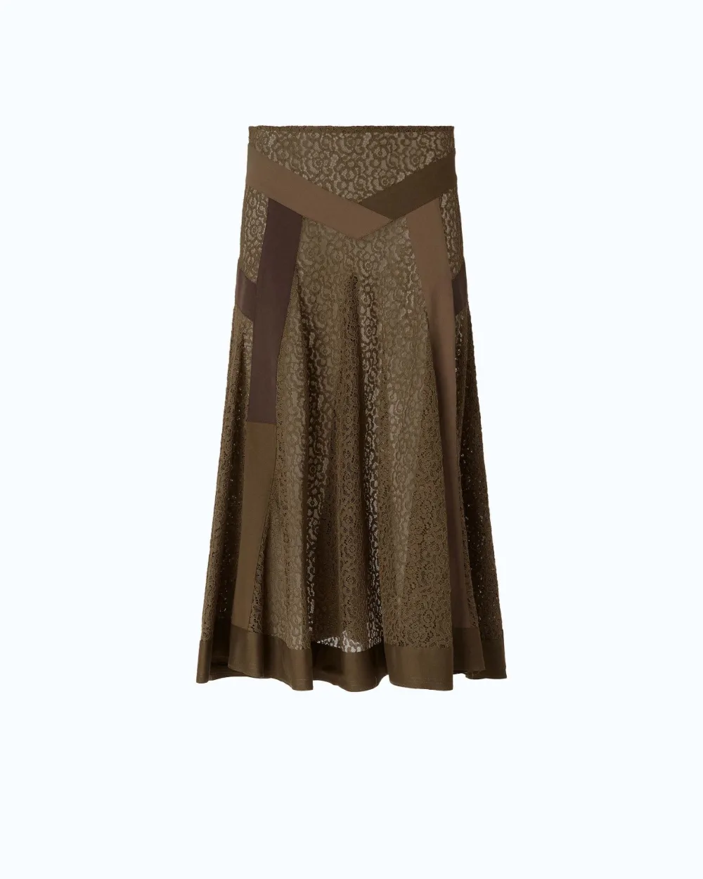 PINKO lace-panelled patchwork midi skirt - Verde