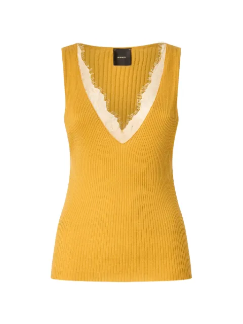 PINKO lace-trim ribbed top
