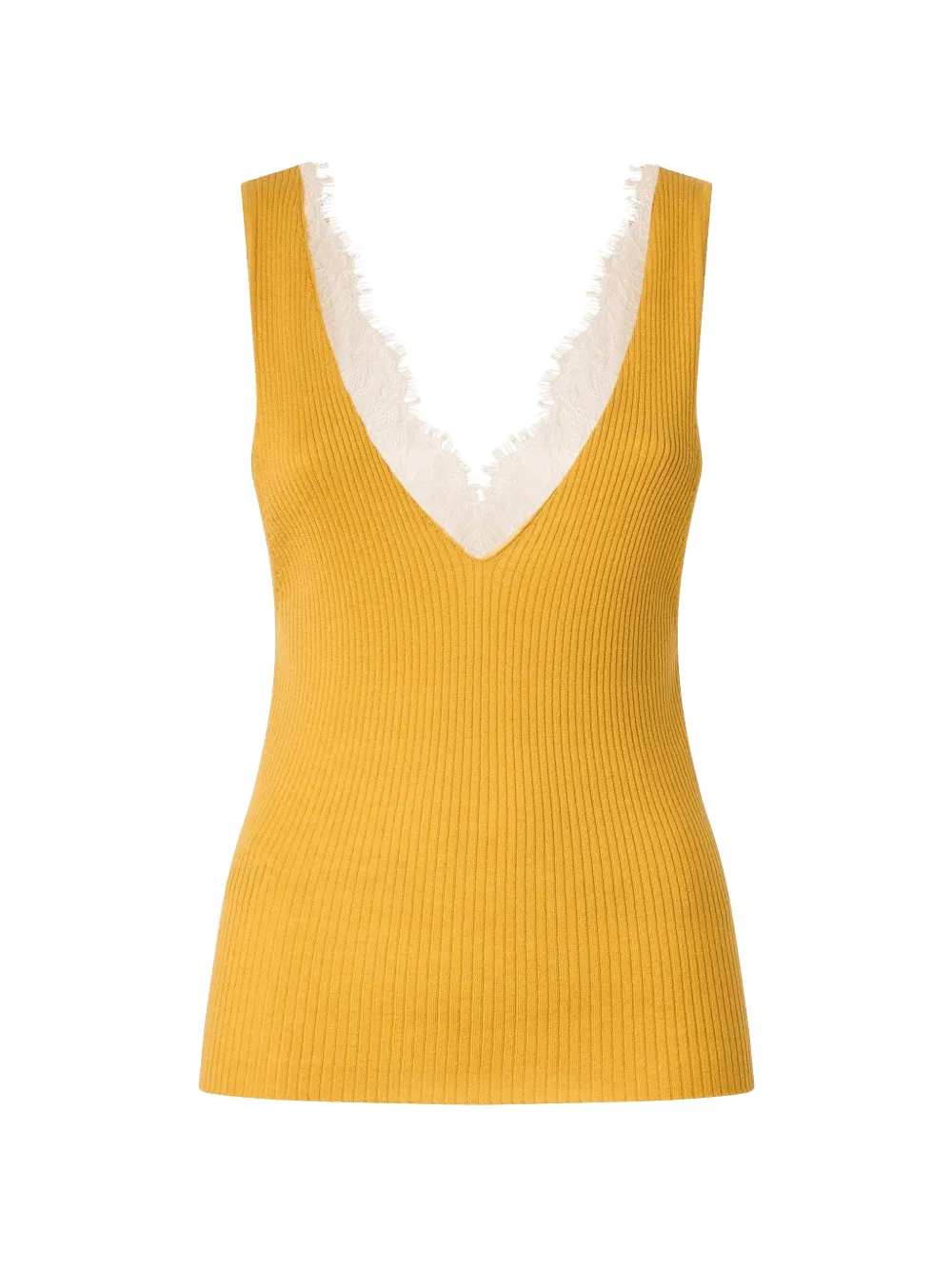PINKO Top con bordo di pizzo - Giallo