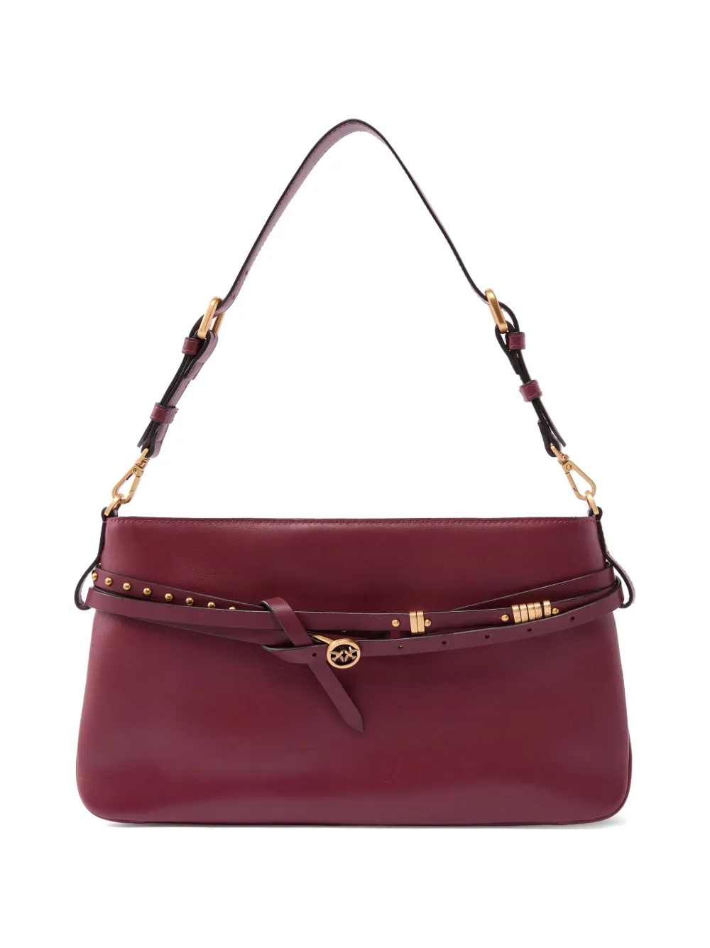 PINKO Borsa a spalla piccola in pelle con borchie - Rosso