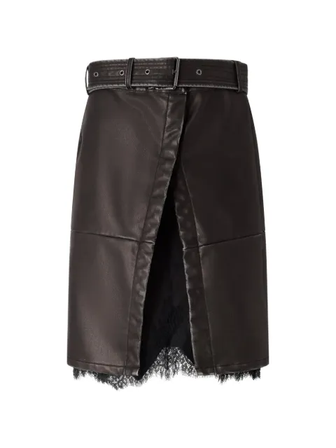 PINKO belted lace-trim skirt