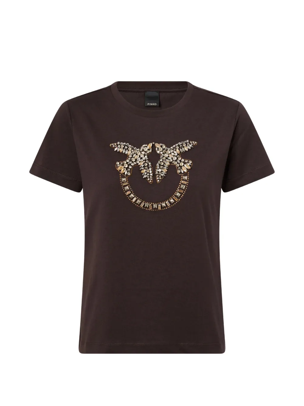 PINKO T-shirt with Love Birds jewel maxi embroidery - Braun