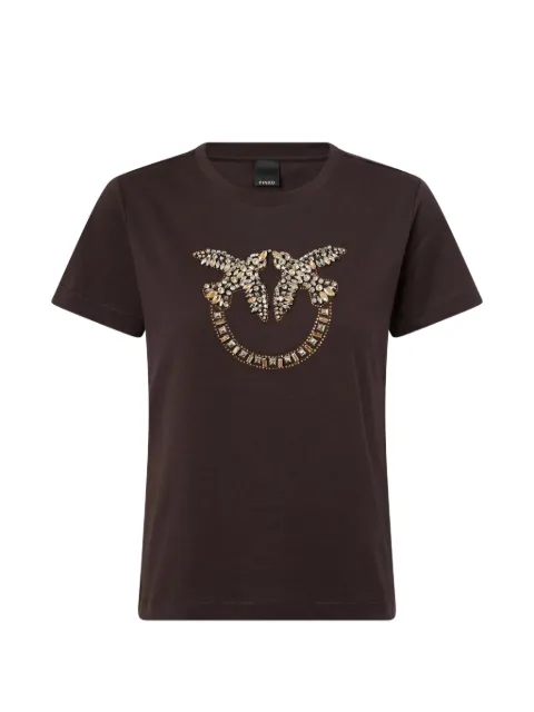 PINKO T-shirt with Love Birds jewel maxi embroidery