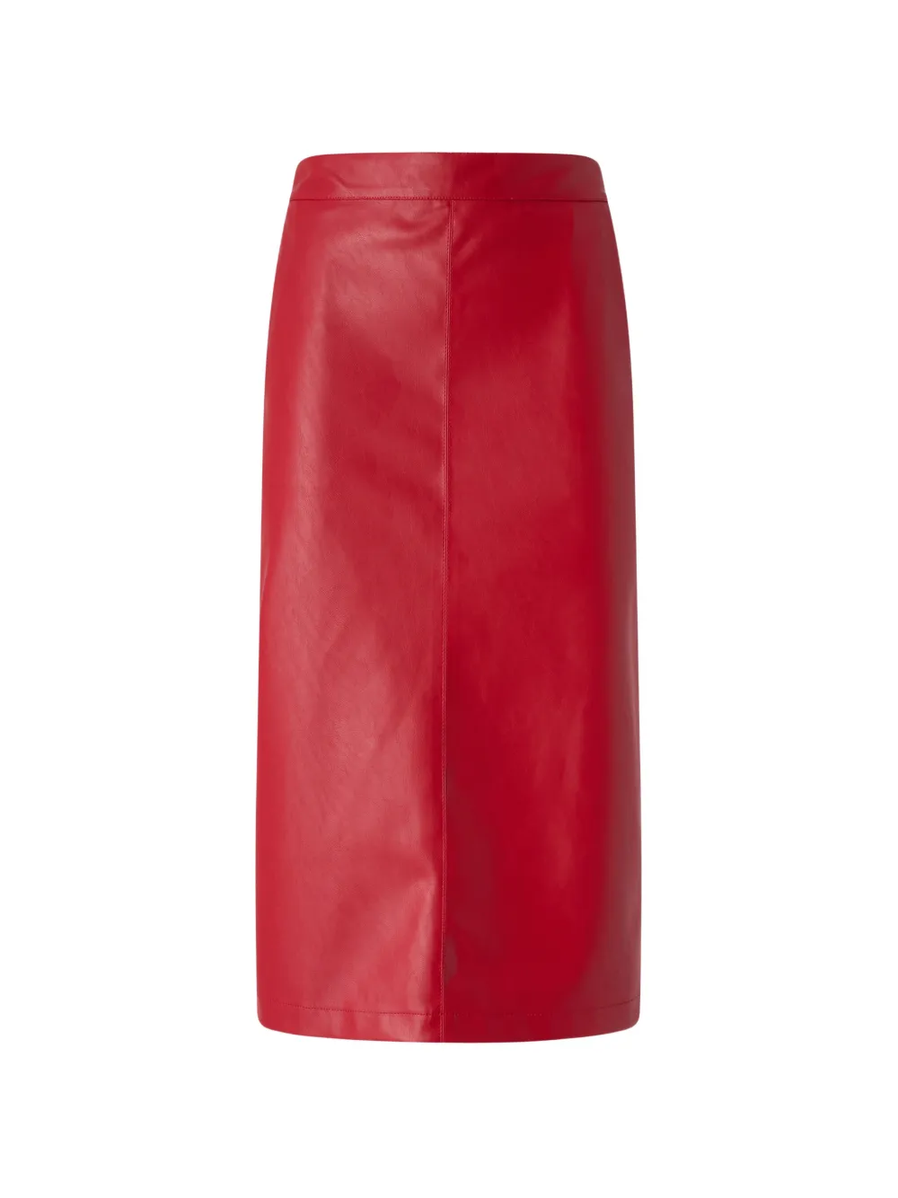 PINKO rear-slit faux-leather midi skirt - Red