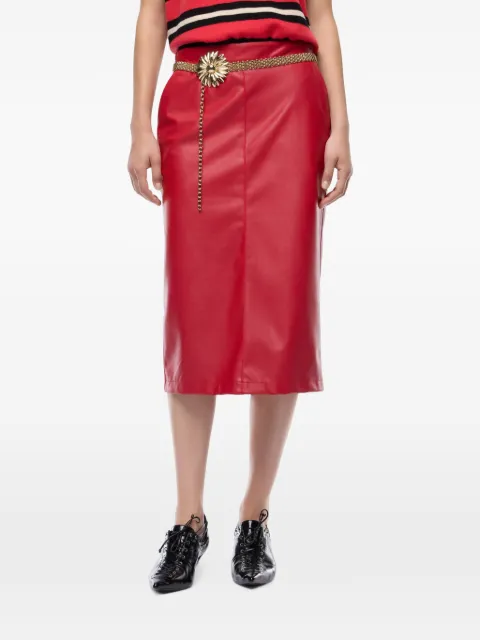 PINKO falda midi de piel artificial con abertura en la parte posterior