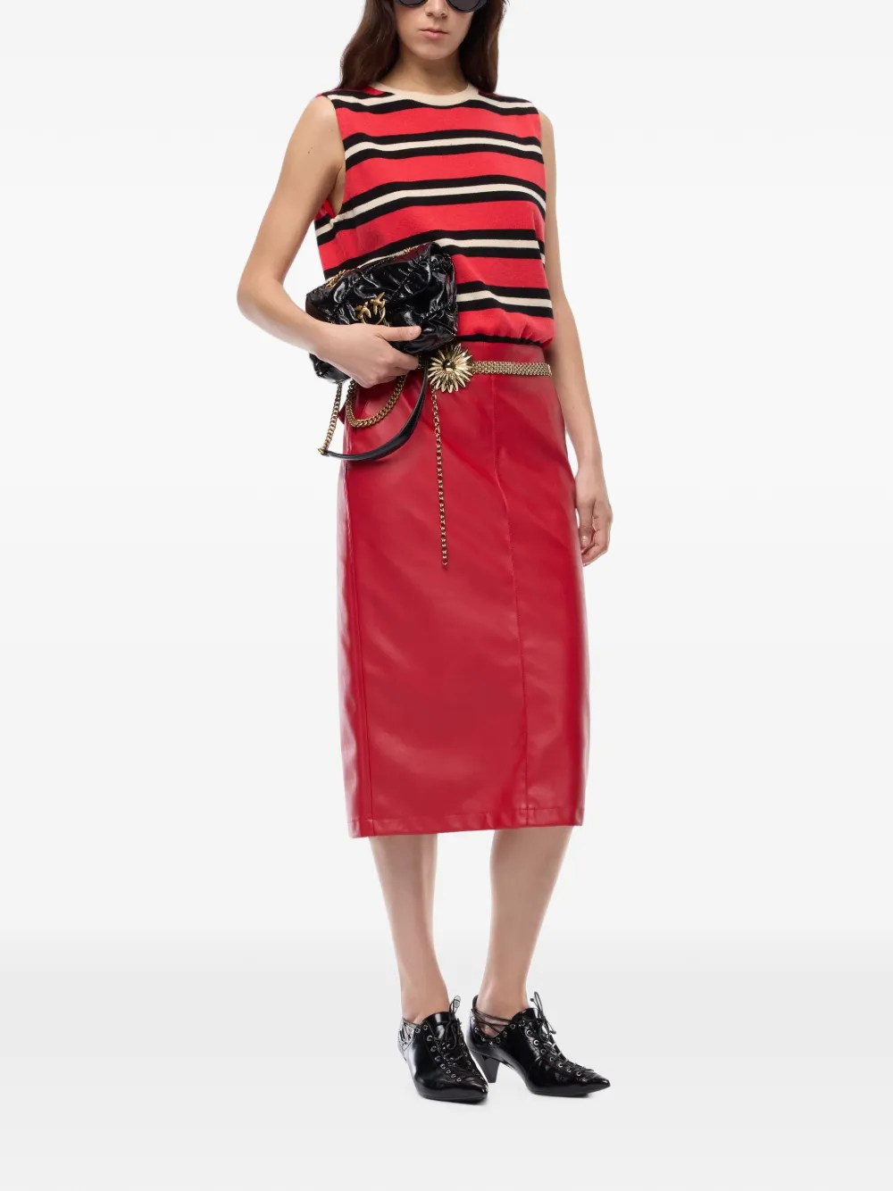 PINKO Midi-rok van imitatieleer met split Rood