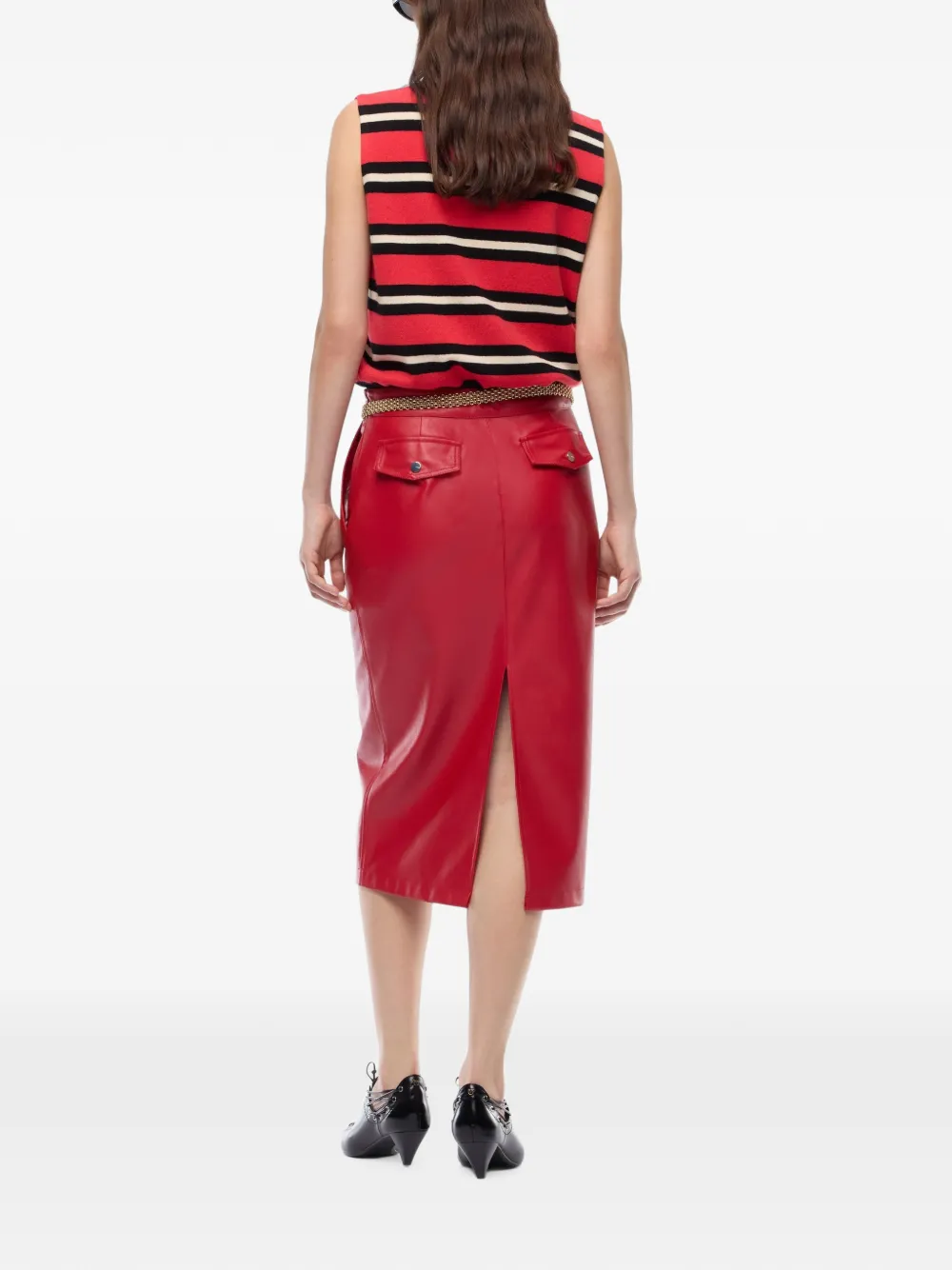 PINKO Midi-rok van imitatieleer met split Rood