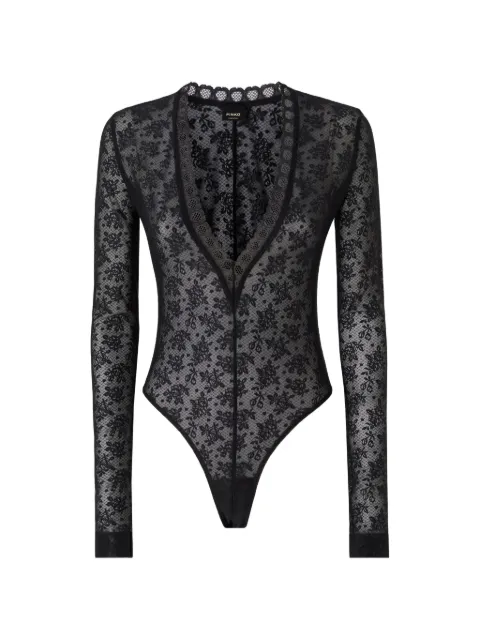 PINKO floral-lace V-neck bodysuit