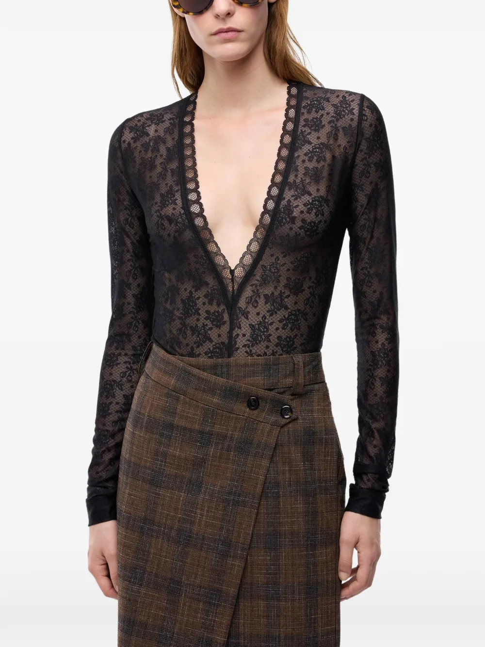 PINKO Body met bloemenkant Zwart