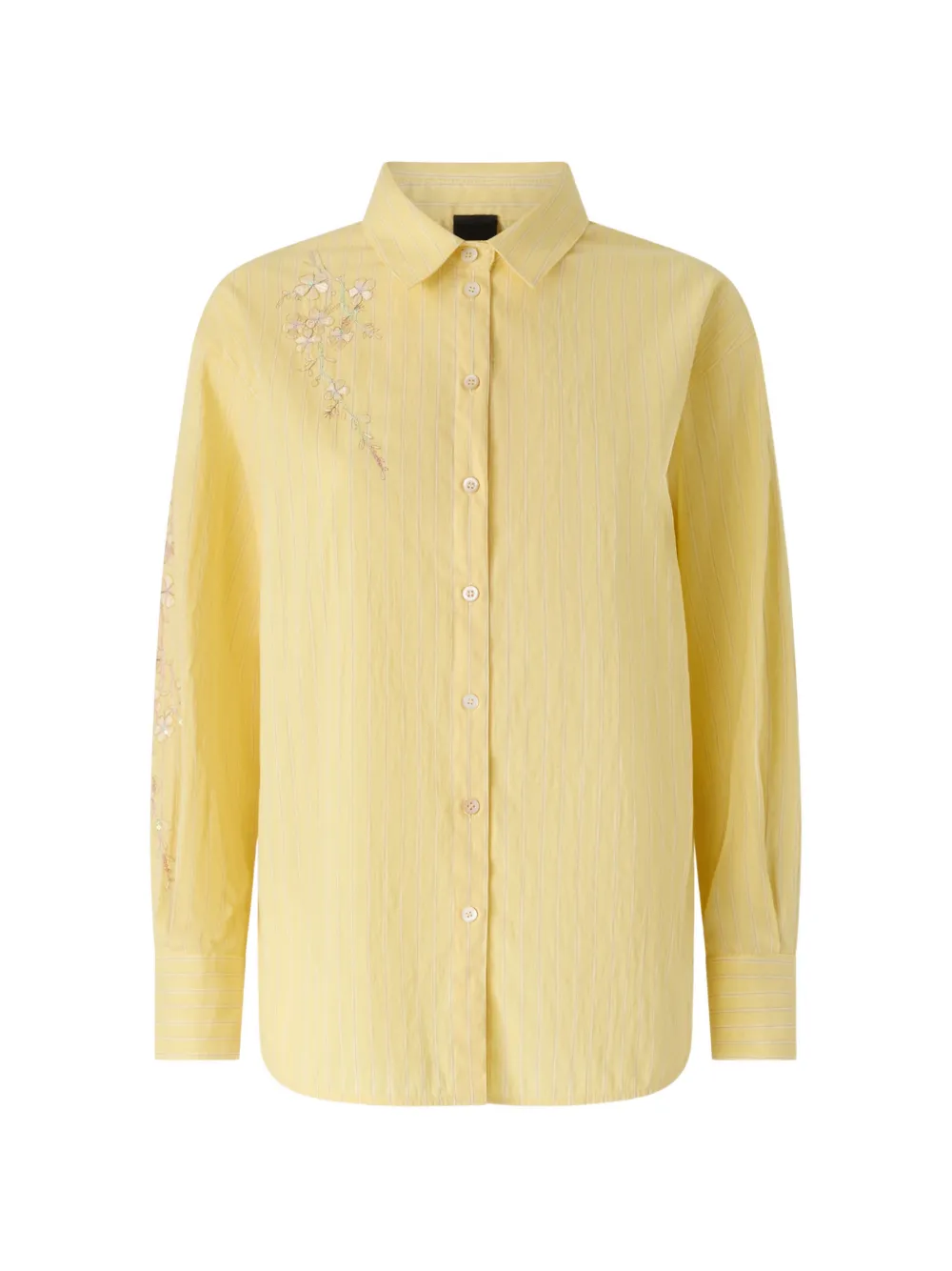 PINKO striped shirt with floral embroidery - Giallo