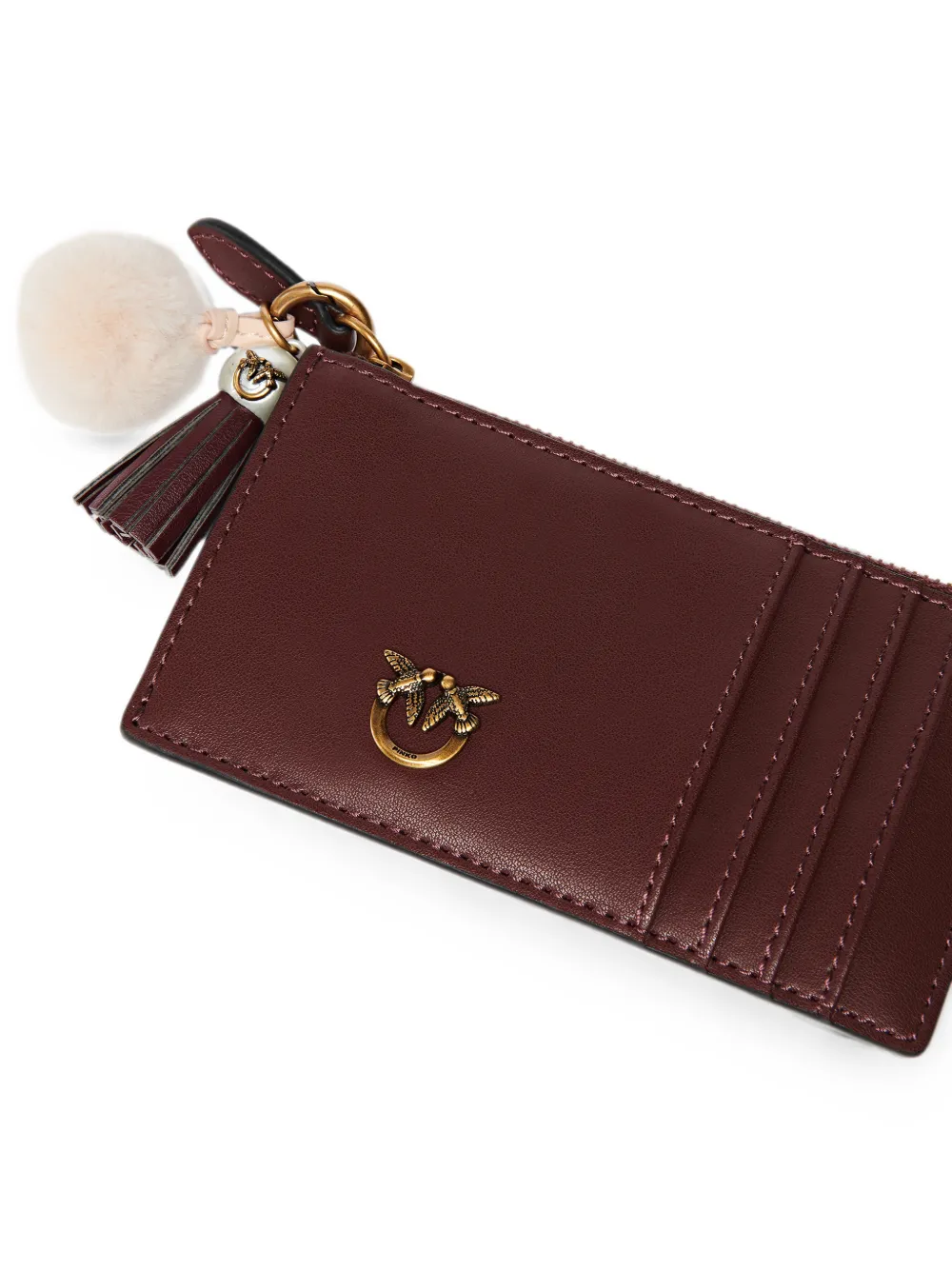 PINKO Love Birds leren pasjeshouder Bruin