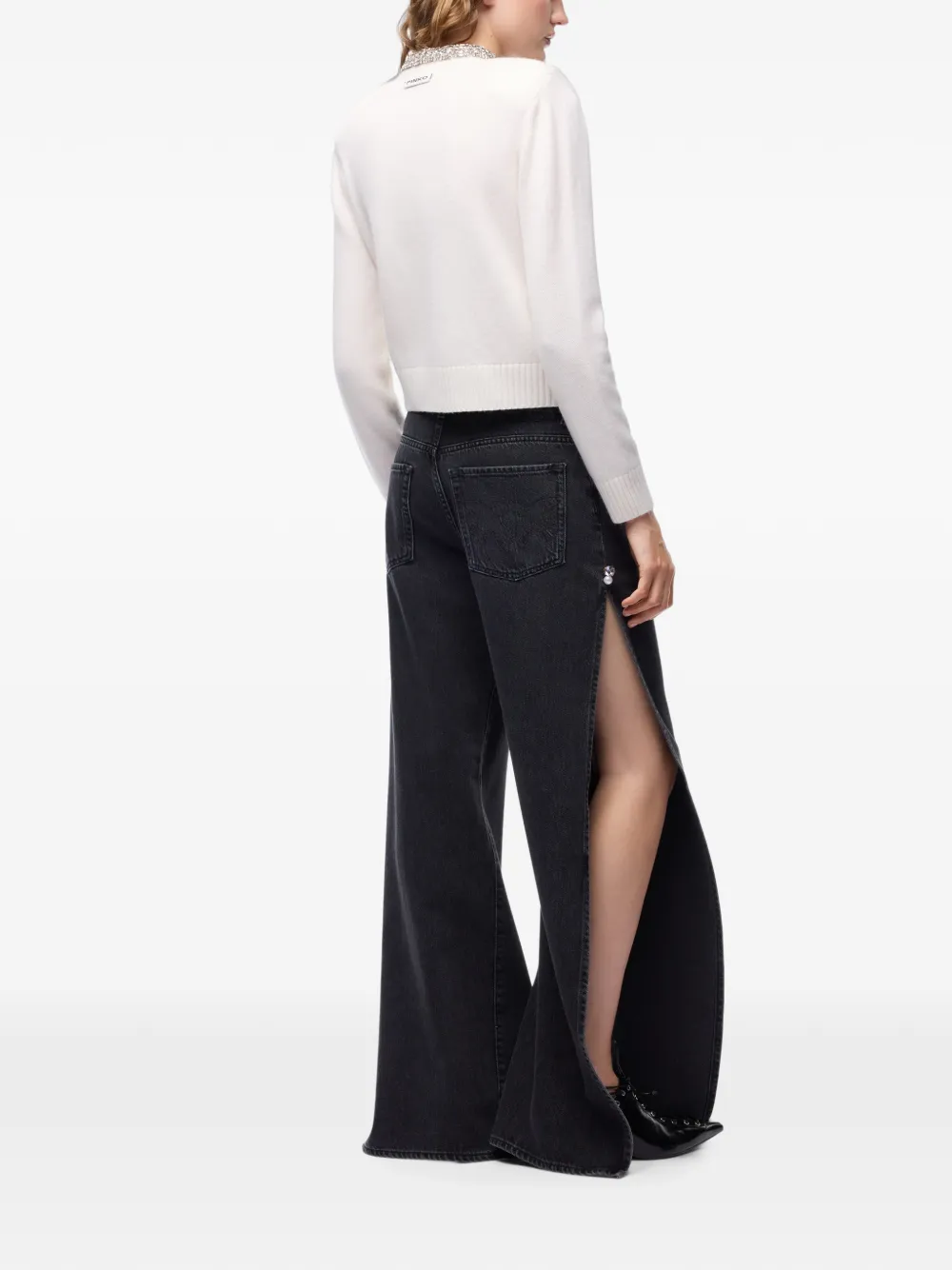 PINKO Jeans met wijde pijpen en zijsplitten Zwart