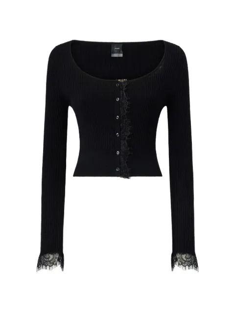 PINKO cropped cardigan in silk and cashmere blend with lace