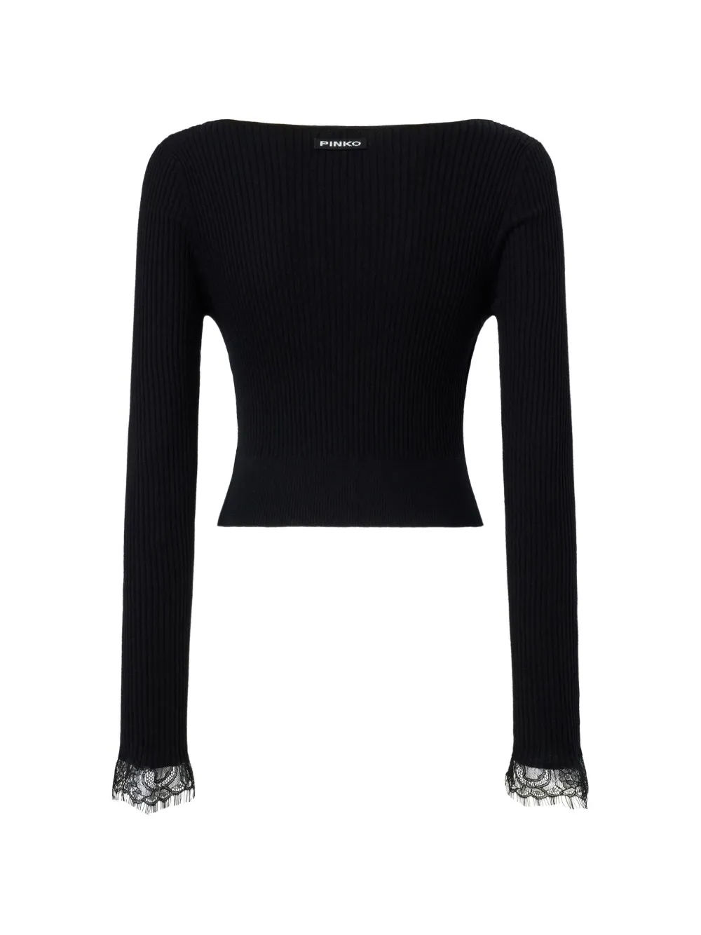 PINKO Cropped vest van zijde- en kasjmierblend met kant Zwart