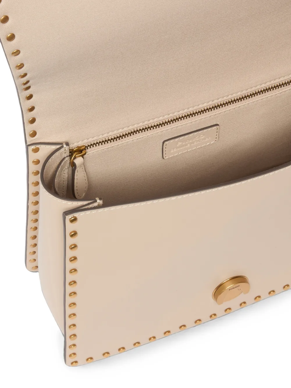 PINKO Love Birds shopper verfraaid met studs Beige