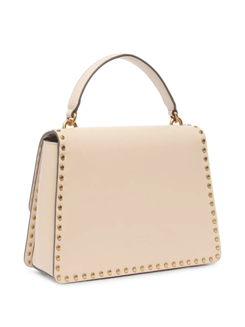 PINKO Love Birds shopper verfraaid met studs Beige