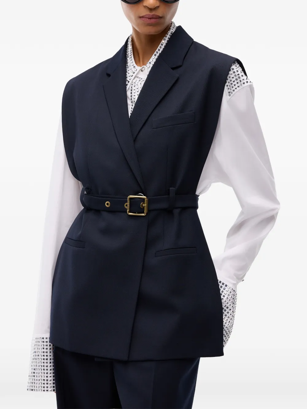 PINKO Top met open zijkanten en riem Blauw