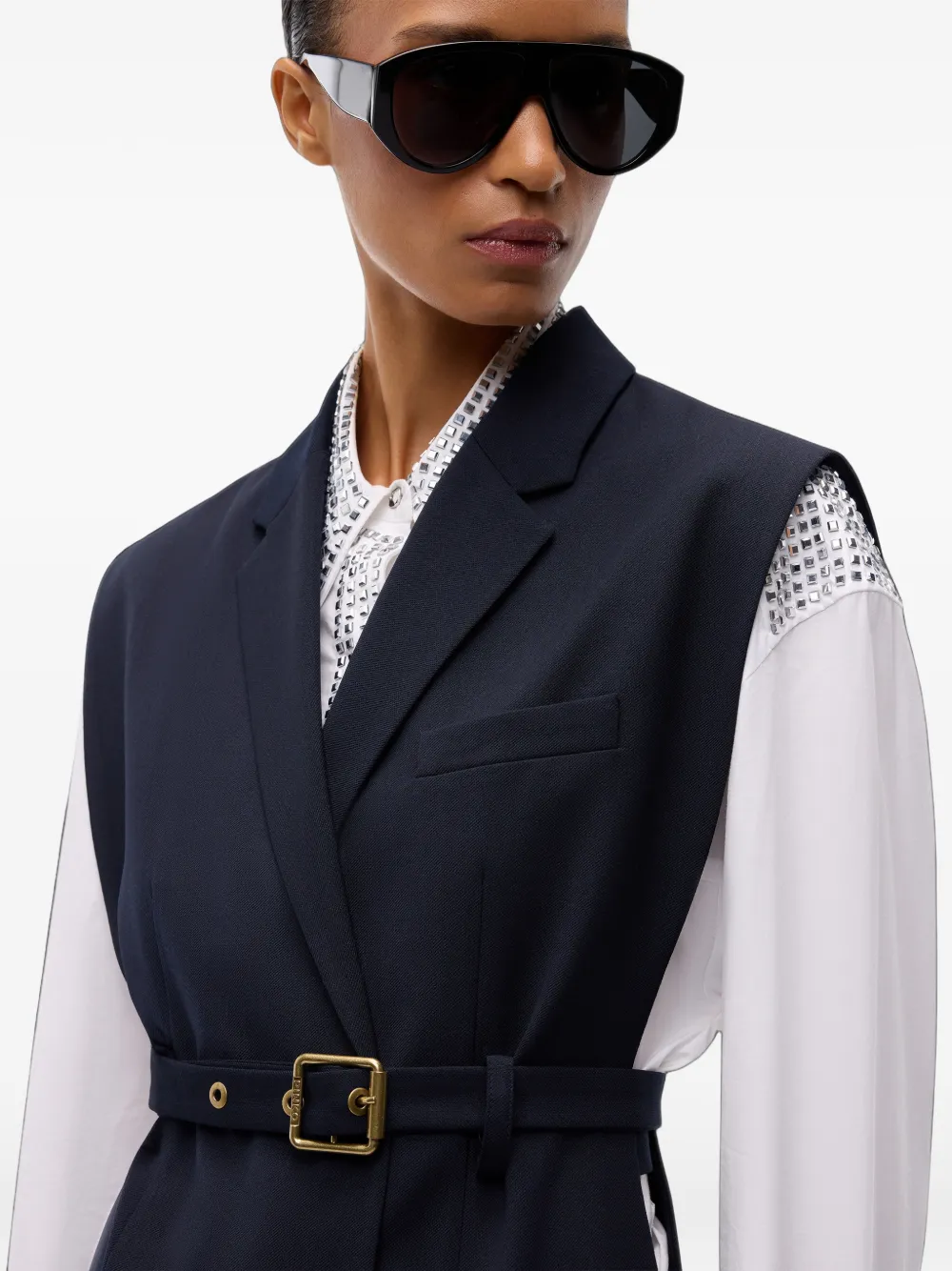 PINKO Top met open zijkanten en riem Blauw