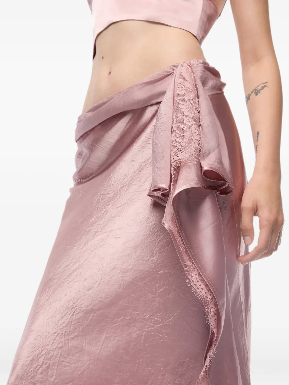PINKO Asymmetrische satijnen midi-rok Roze