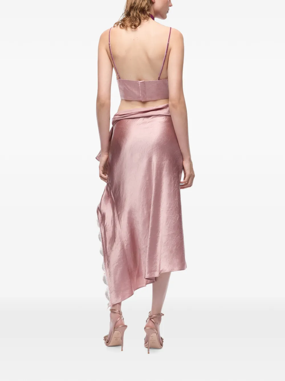 PINKO Asymmetrische satijnen midi-rok Roze