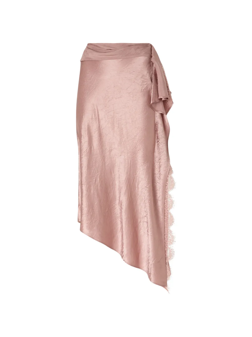 Pinko Asymmetric Midi Skirt In Satin In Pink