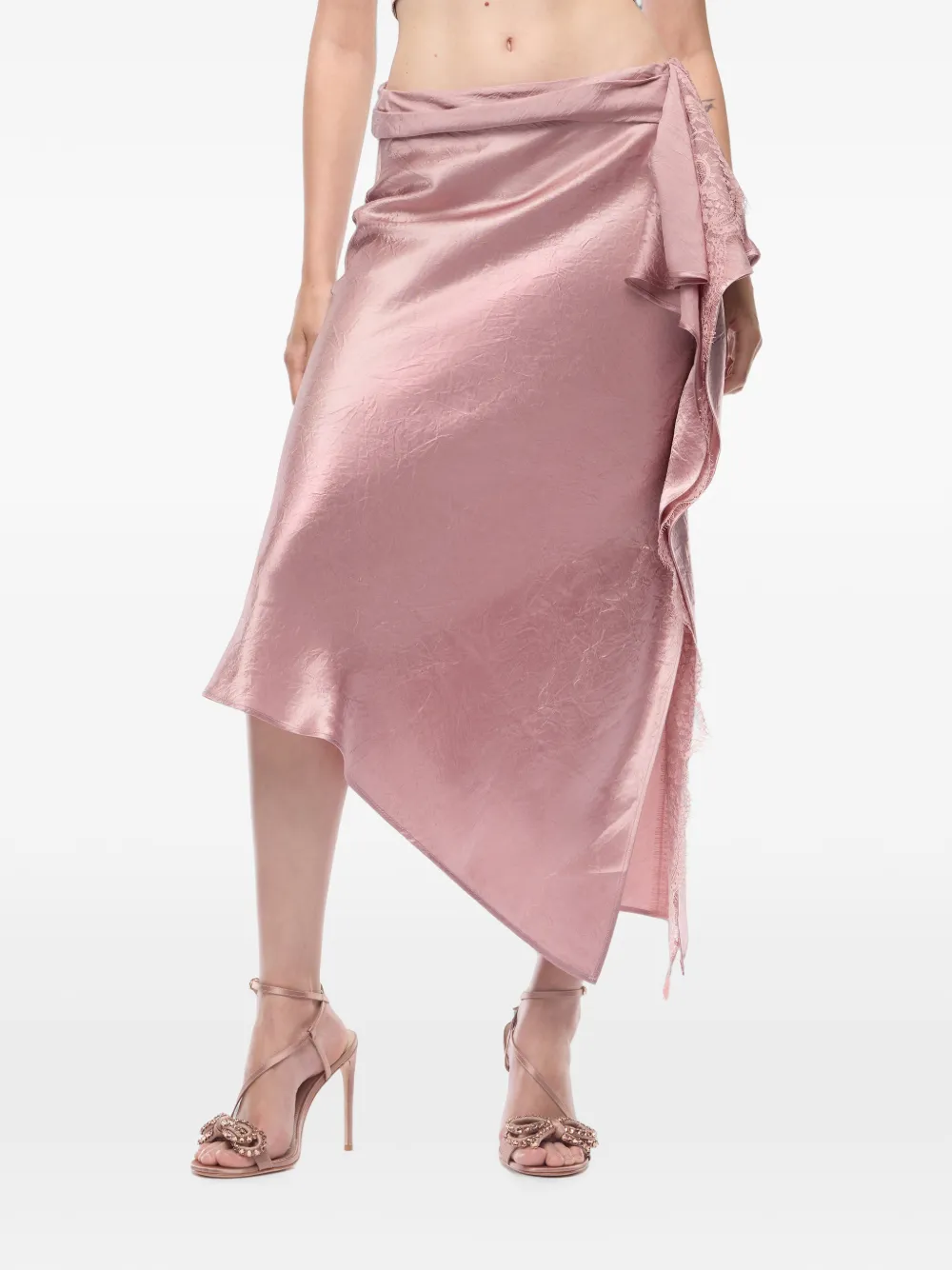 PINKO Asymmetrische satijnen midi-rok Roze