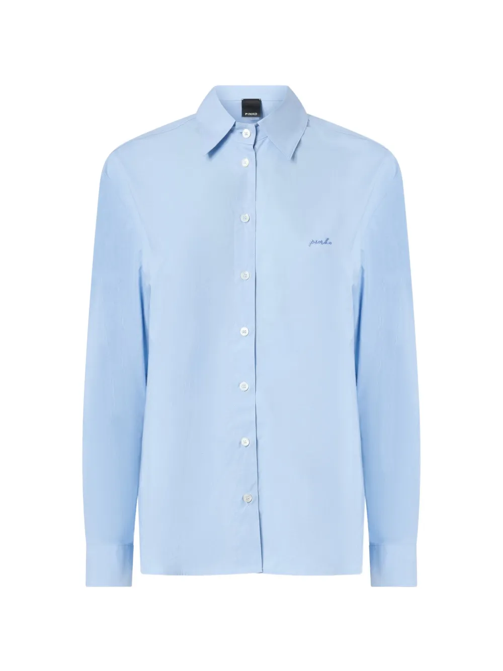 PINKO logo-embroidered cotton shirt - Blu