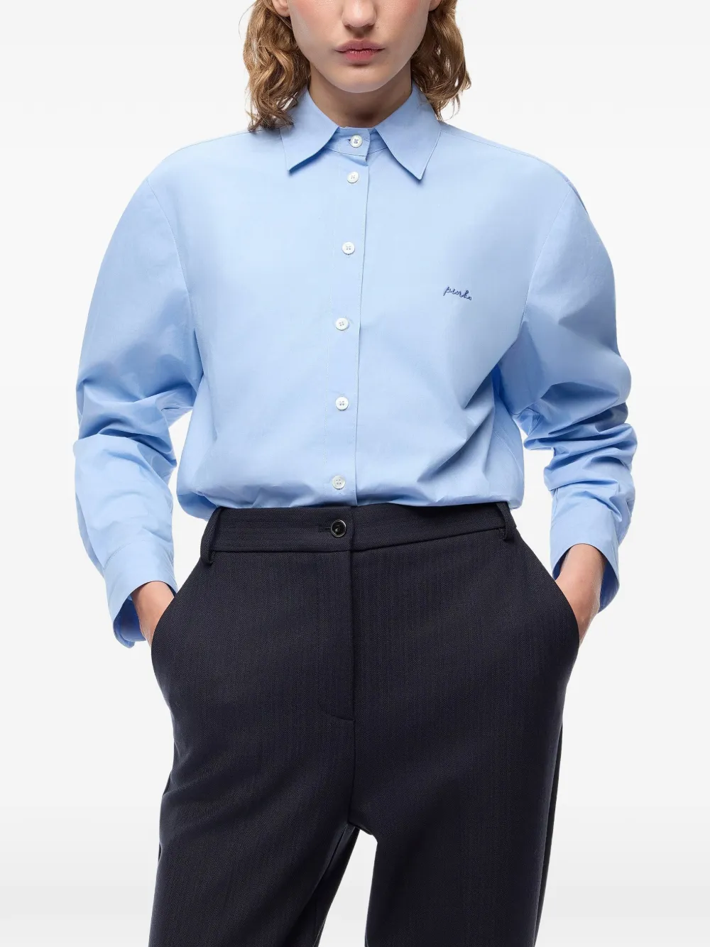 PINKO Overhemd met geborduurd logo Blauw
