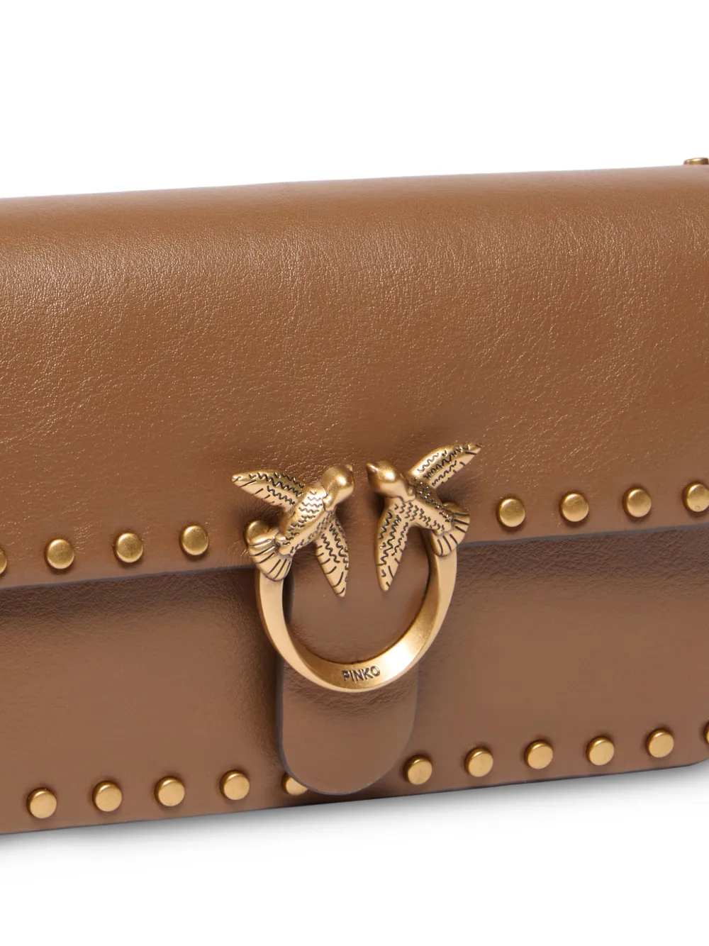 PINKO Love Birds schoudertas verfraaid met studs Bruin