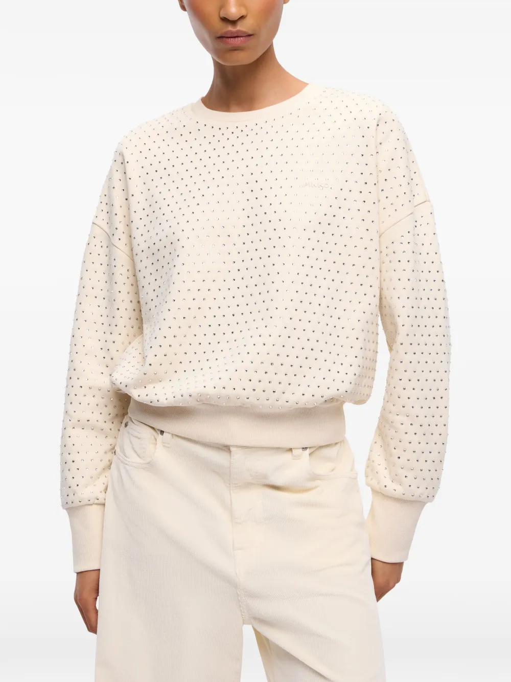 PINKO Fleece trui met stras Beige