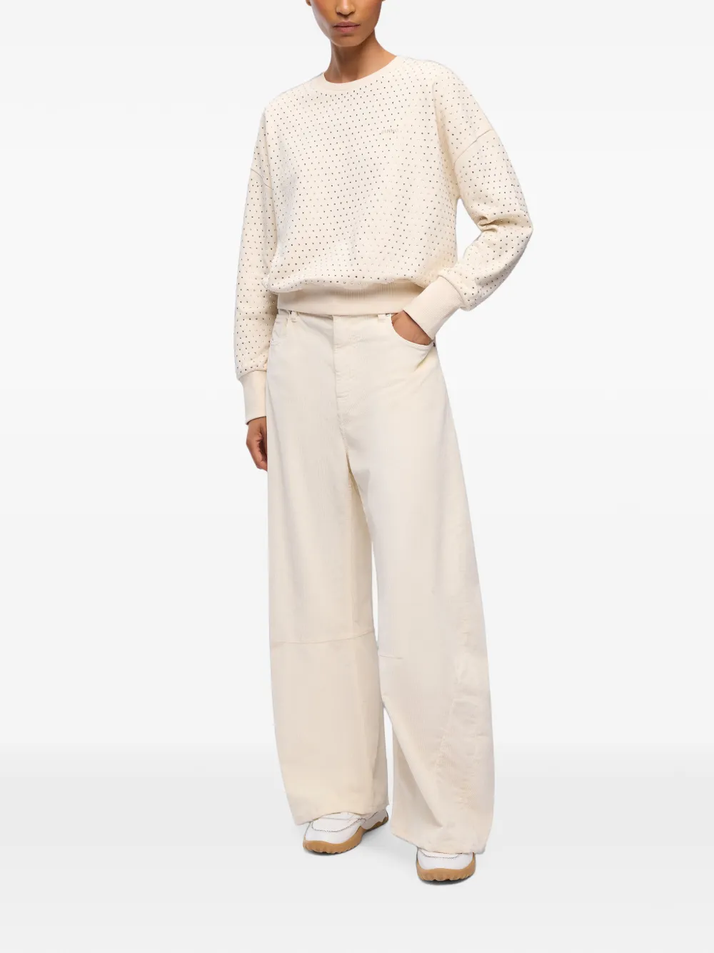 PINKO Fleece trui met stras Beige