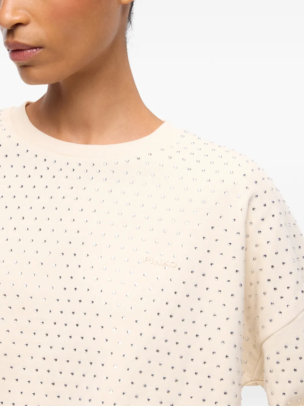 PINKO Fleece trui met stras Beige