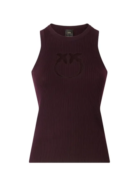 PINKO ribbed top with sheer Love Birds logo