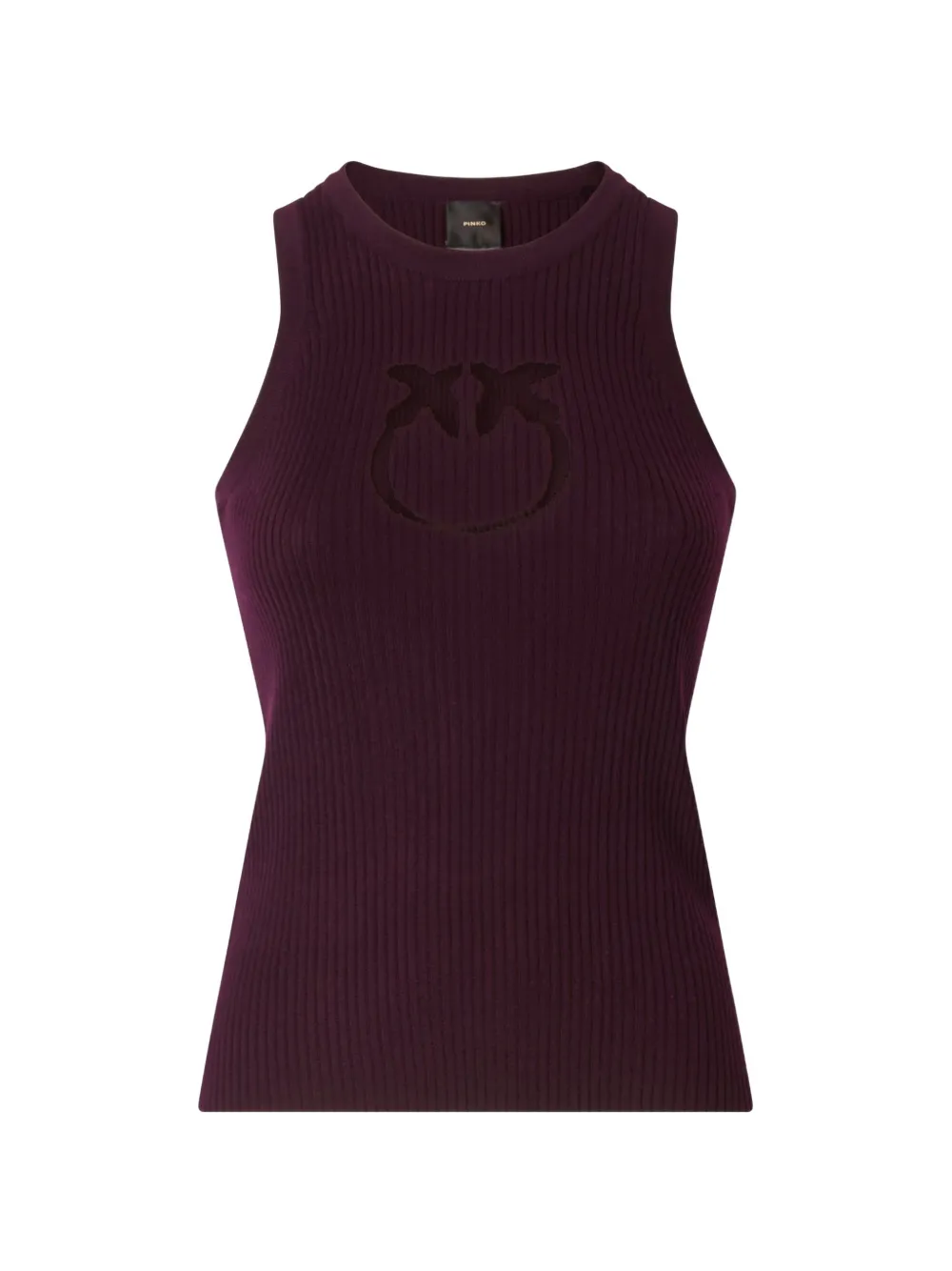 PINKO Geribbelde top met doorzichtig Love Birds logo Paars