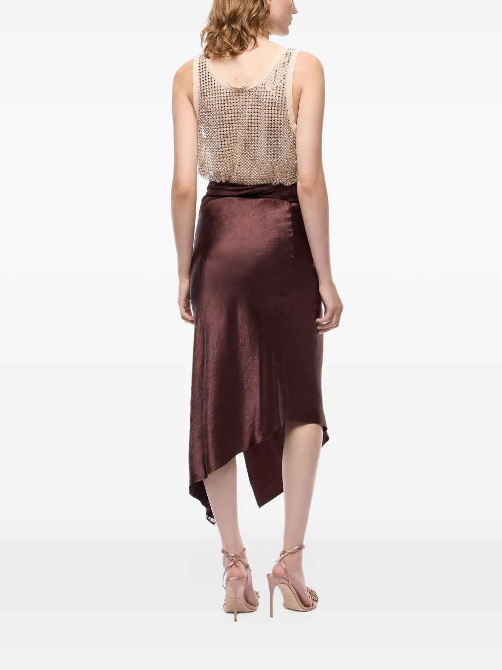 PINKO Midi-rok met afwerking van kant Bruin