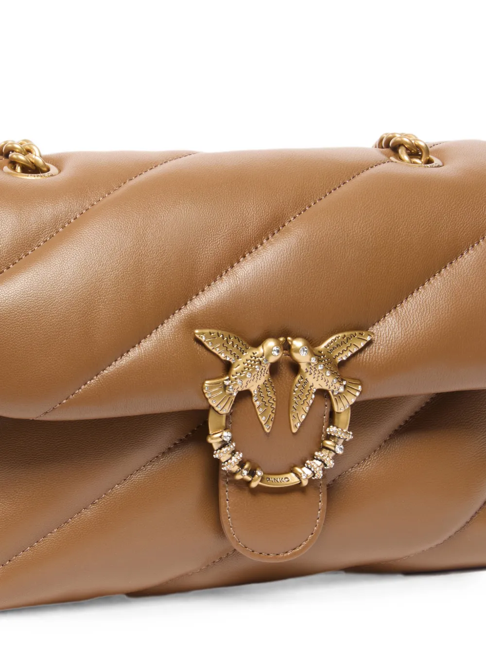 PINKO Love Bird gewatteerde schoudertas Beige