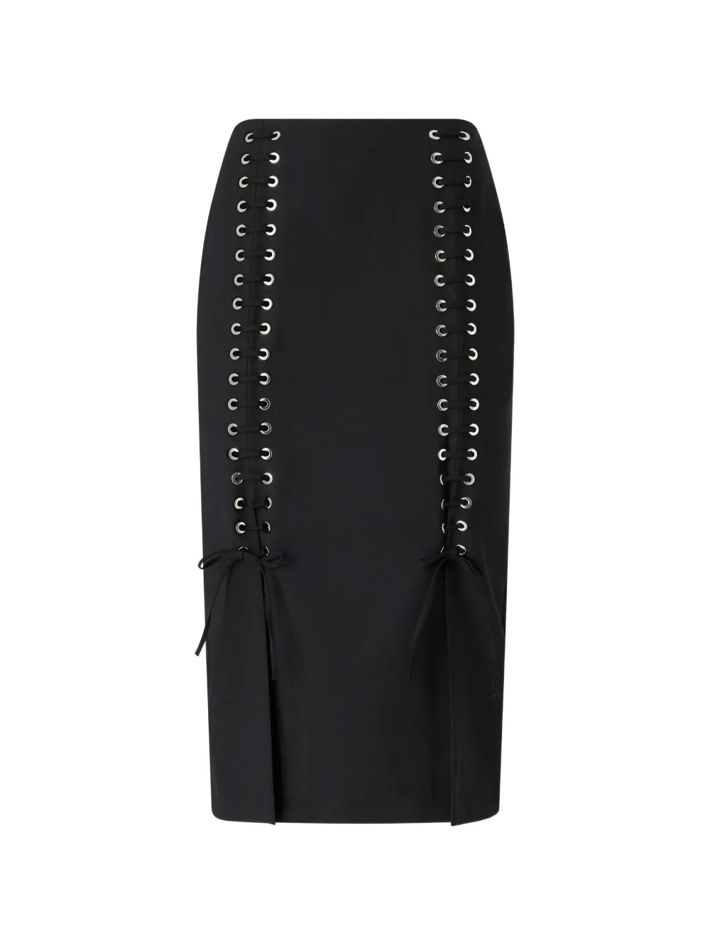 PINKO lace-up front-slit skirt - Nero