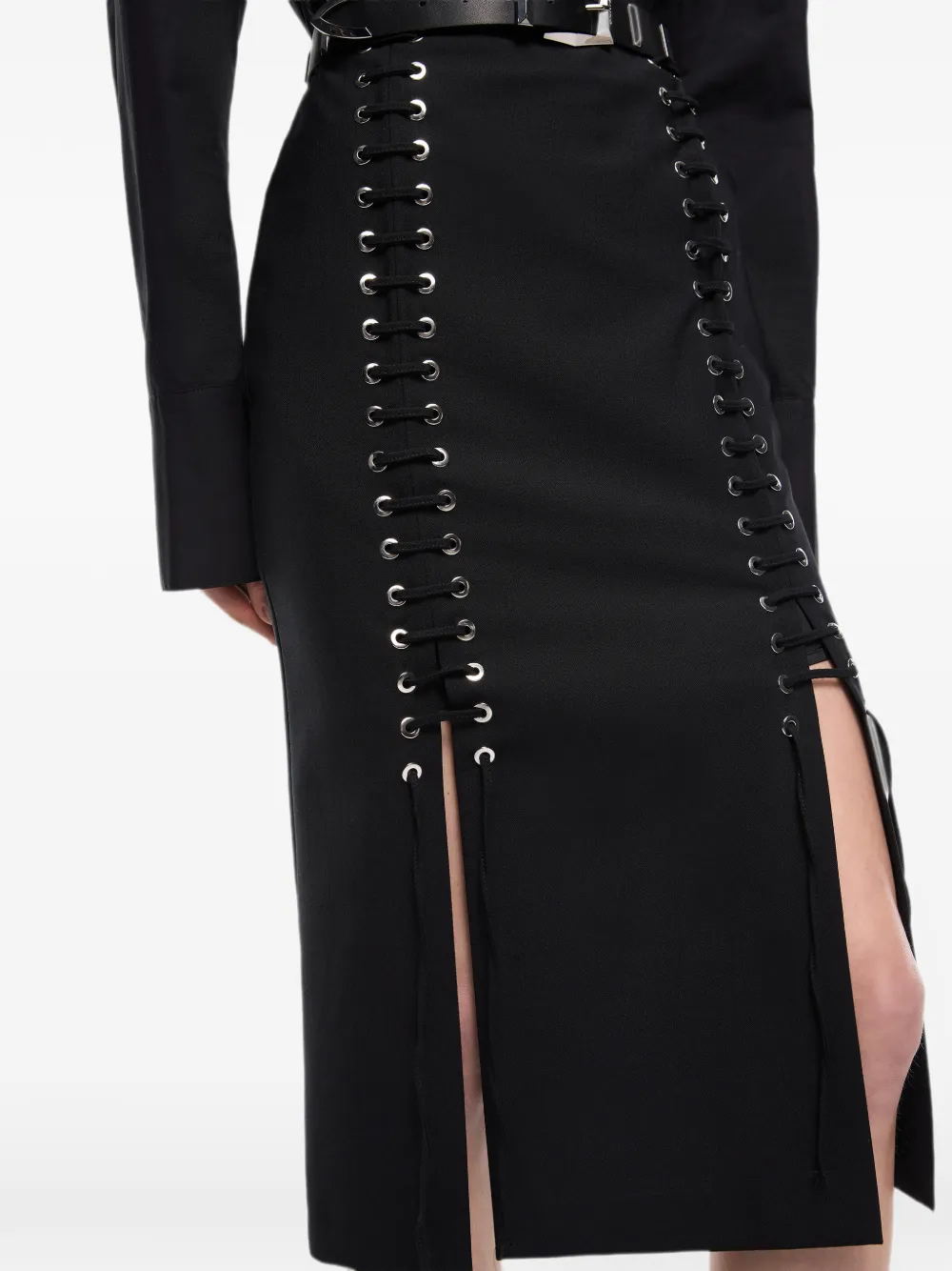 PINKO Rok met split en veters Zwart