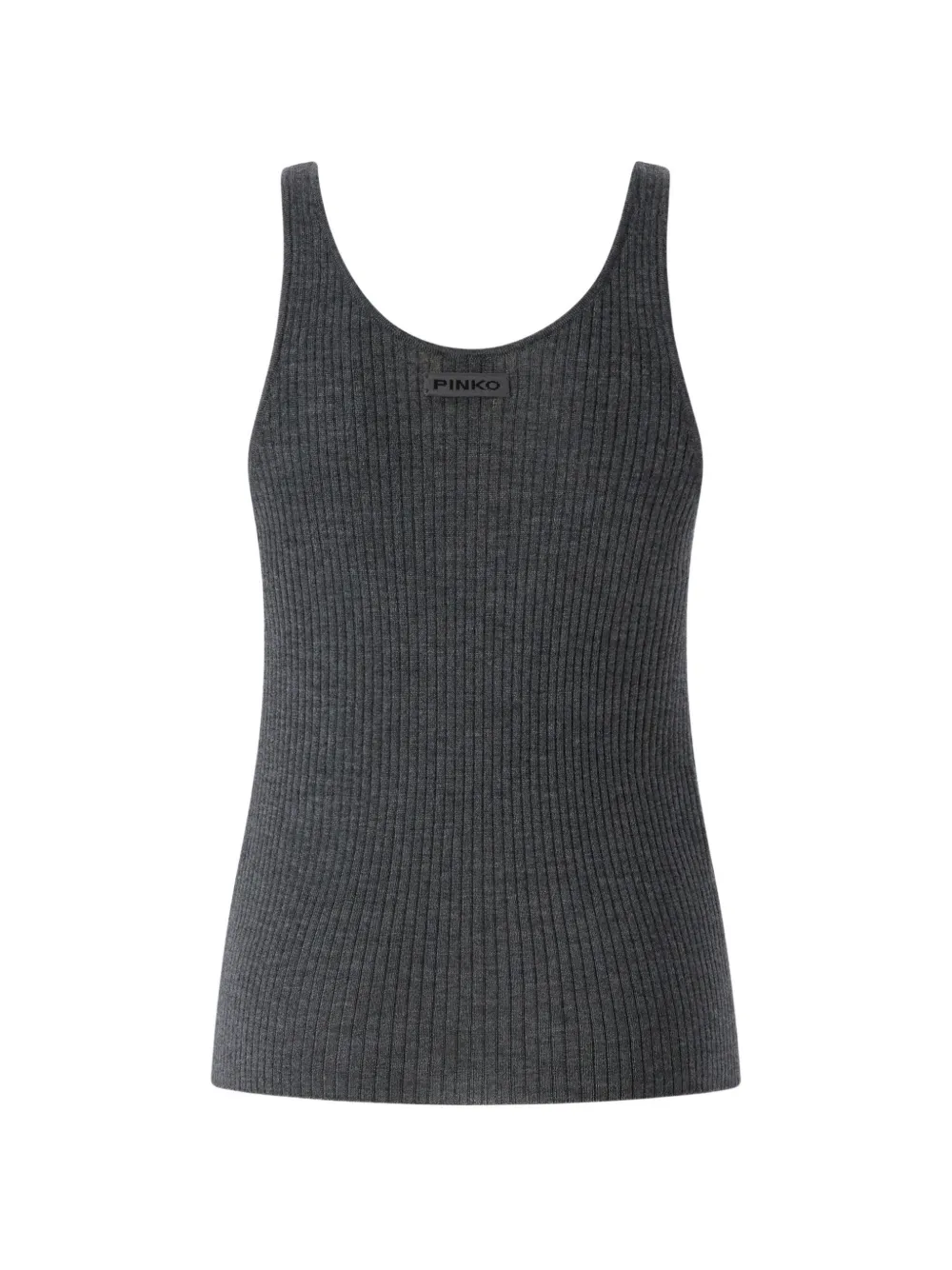 PINKO Ribgebreide tanktop met logopatch Grijs