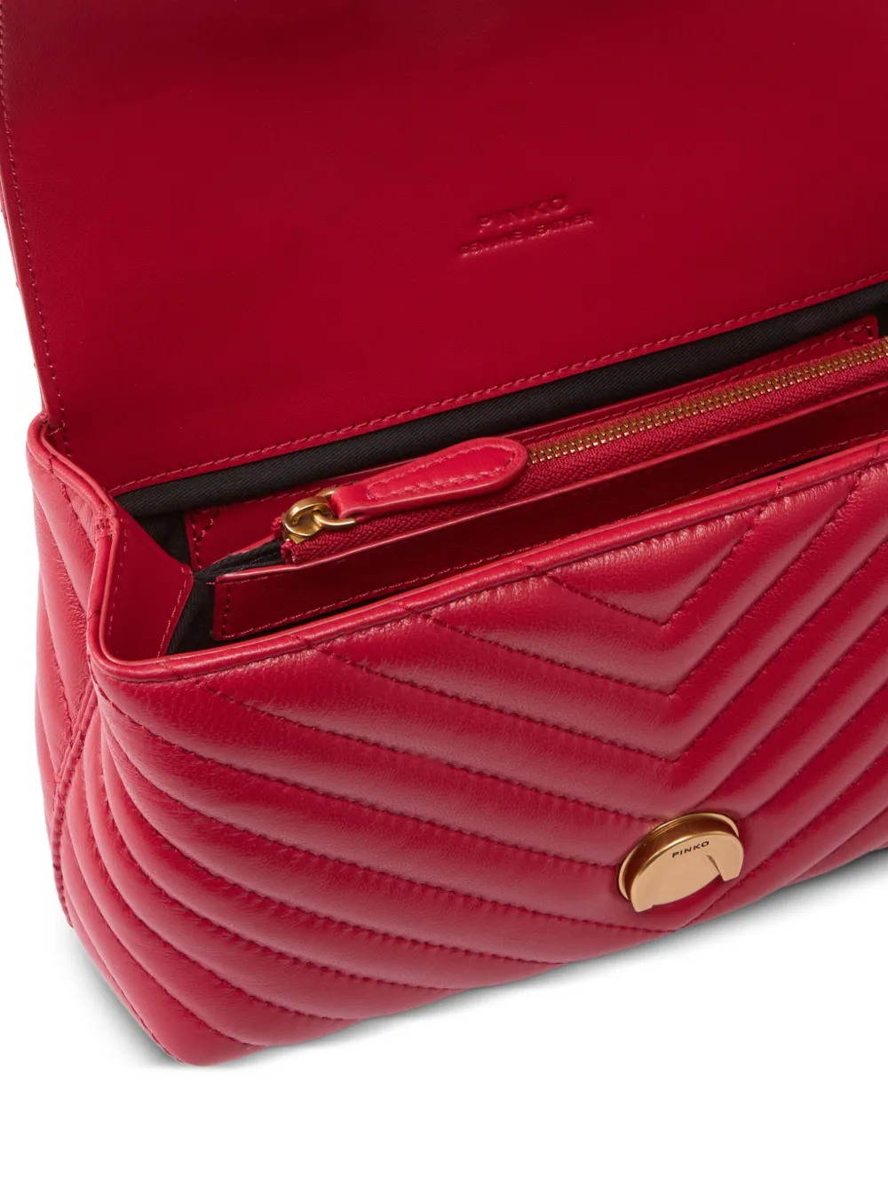 PINKO Love Birds gewatteerde shopper met chevron-streep Rood