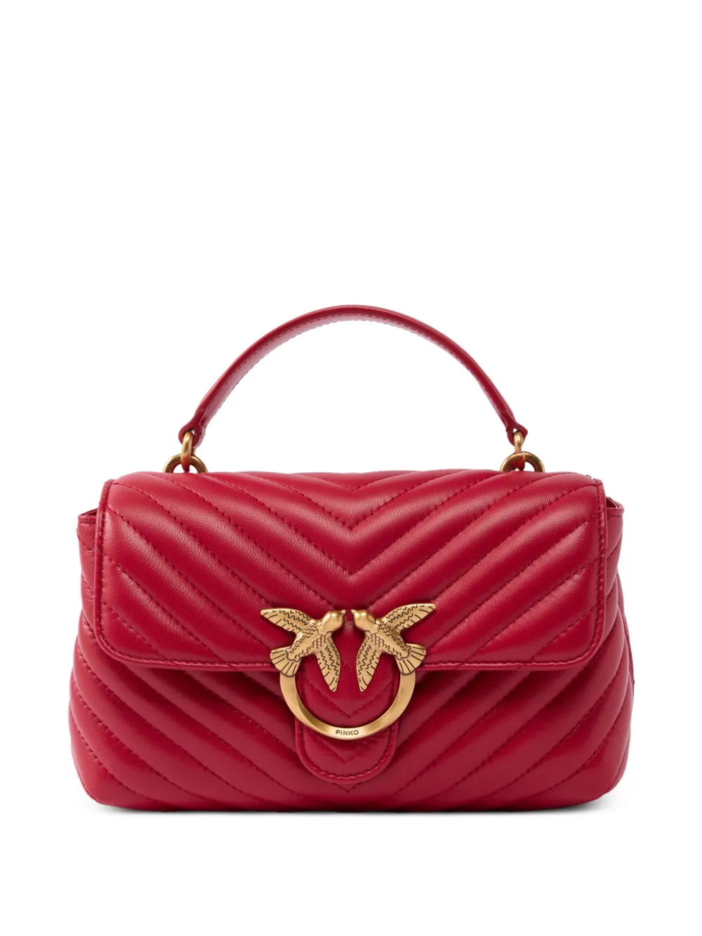 PINKO Love Birds Tote Bag mit Chevron-Steppung - Rot
