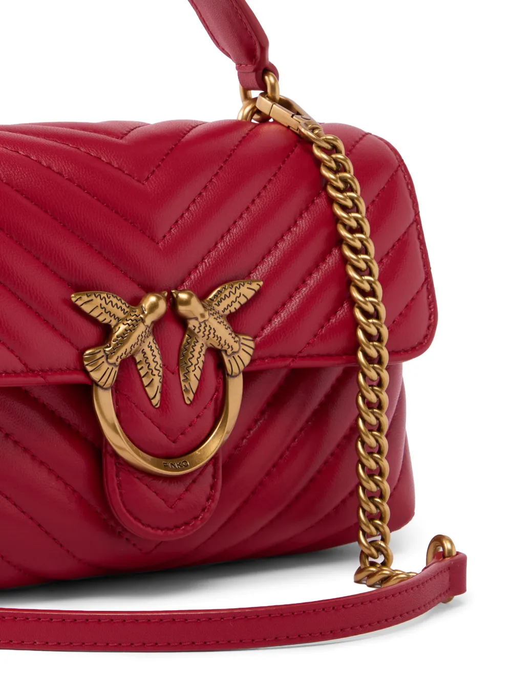 PINKO Love Birds gewatteerde shopper met chevron-streep Rood