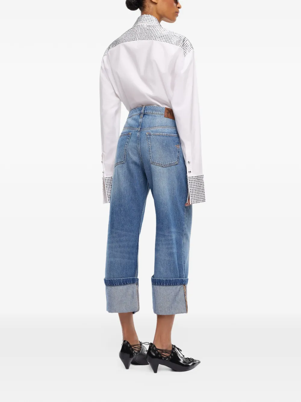 PINKO Jeans met ceintuur en omgeslagen pijpen Blauw