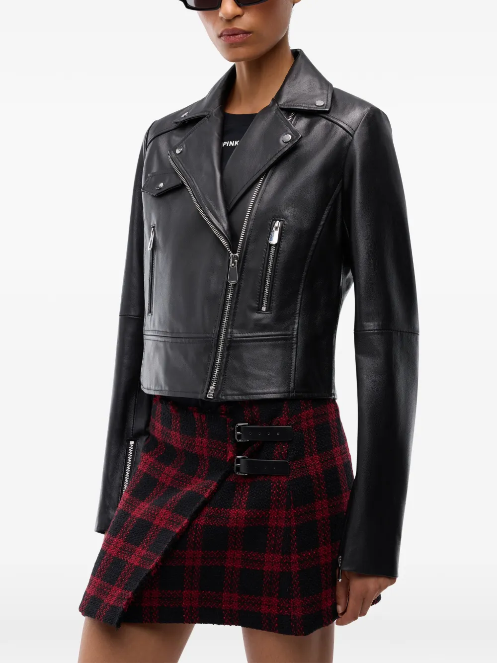 PINKO Nappaleren bikerjack Zwart
