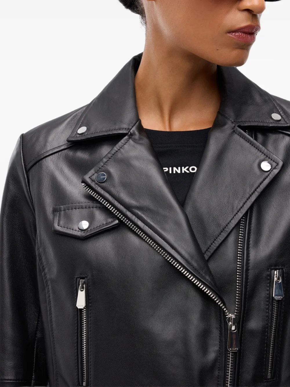 PINKO Nappaleren bikerjack Zwart