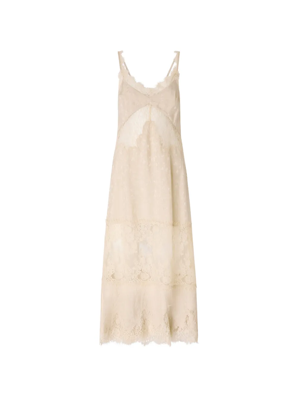 PINKO lace-trim floral-print midi dress - Neutrals