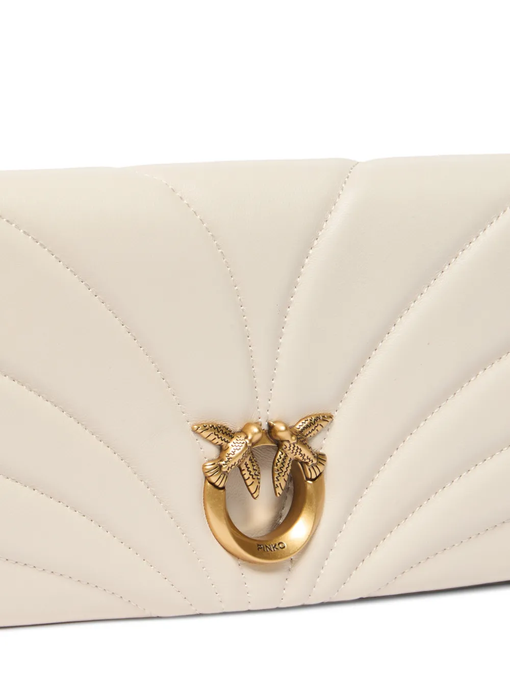 PINKO Love Bird gewatteerde leren schoudertas Beige