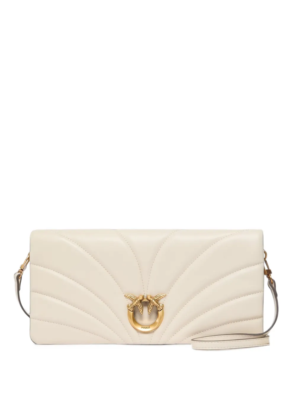 PINKO Love Bird gewatteerde leren schoudertas Beige