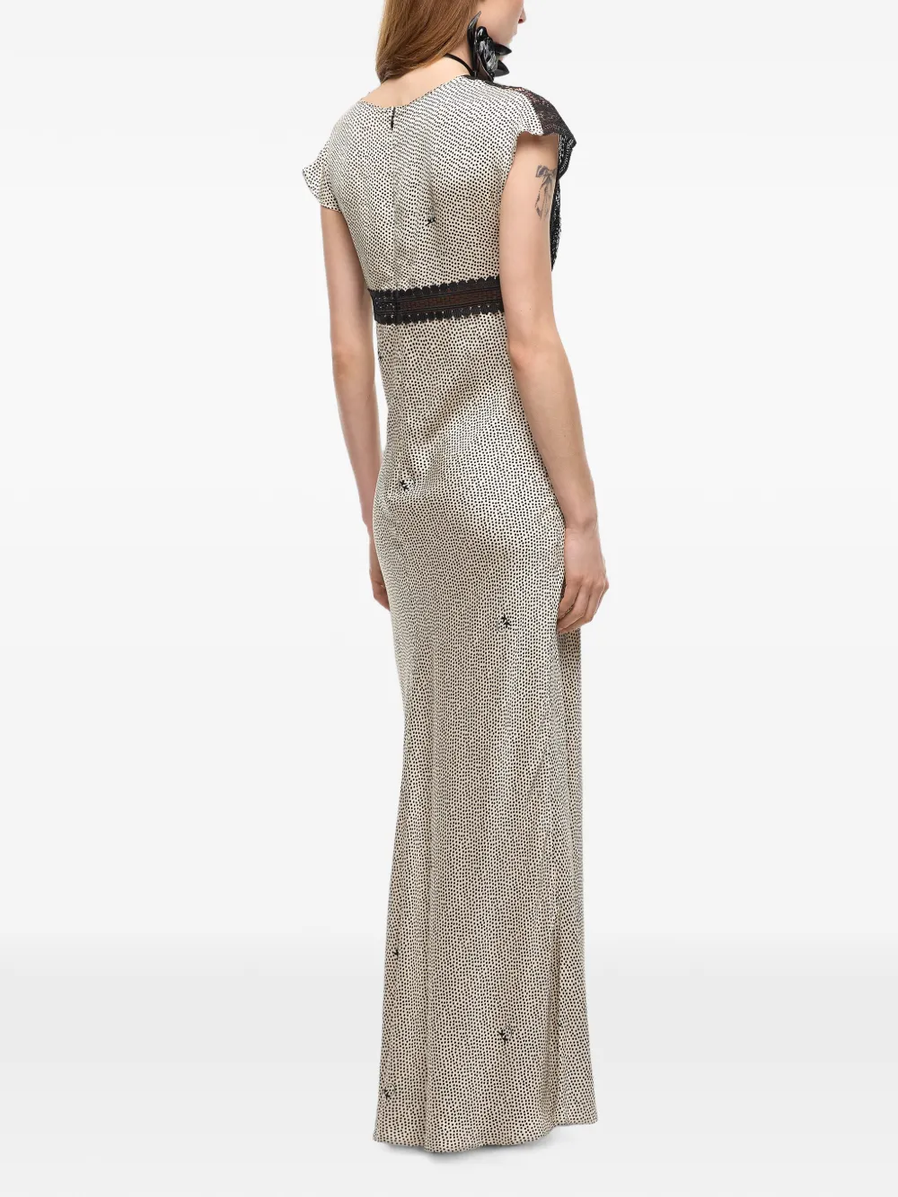 PINKO Maxi-jurk met kanten afwerking en stippen Beige