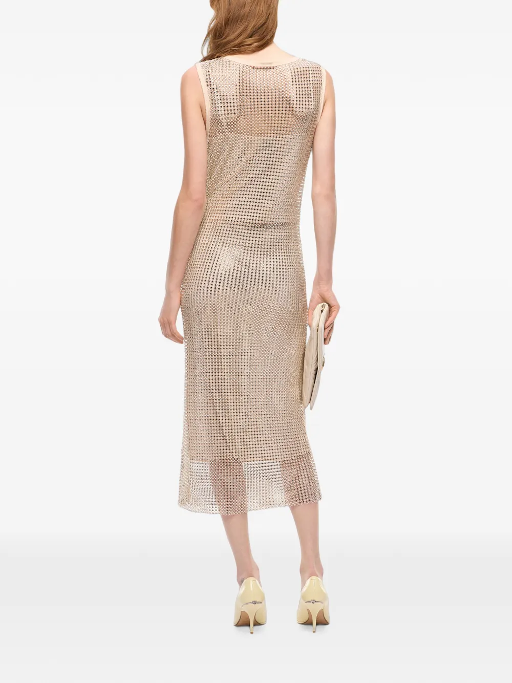 PINKO Midi-jurk met stras en mesh-effect Goud